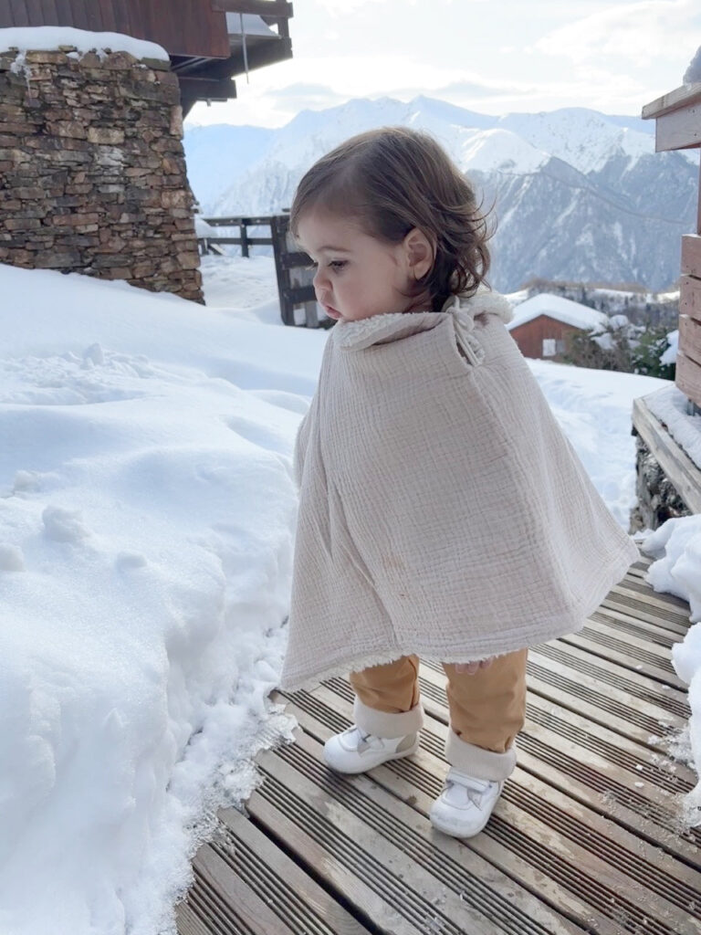 Petit Pote - Poncho bébé enfant coton bio / Doublure écrue – Taille unique / Beige
