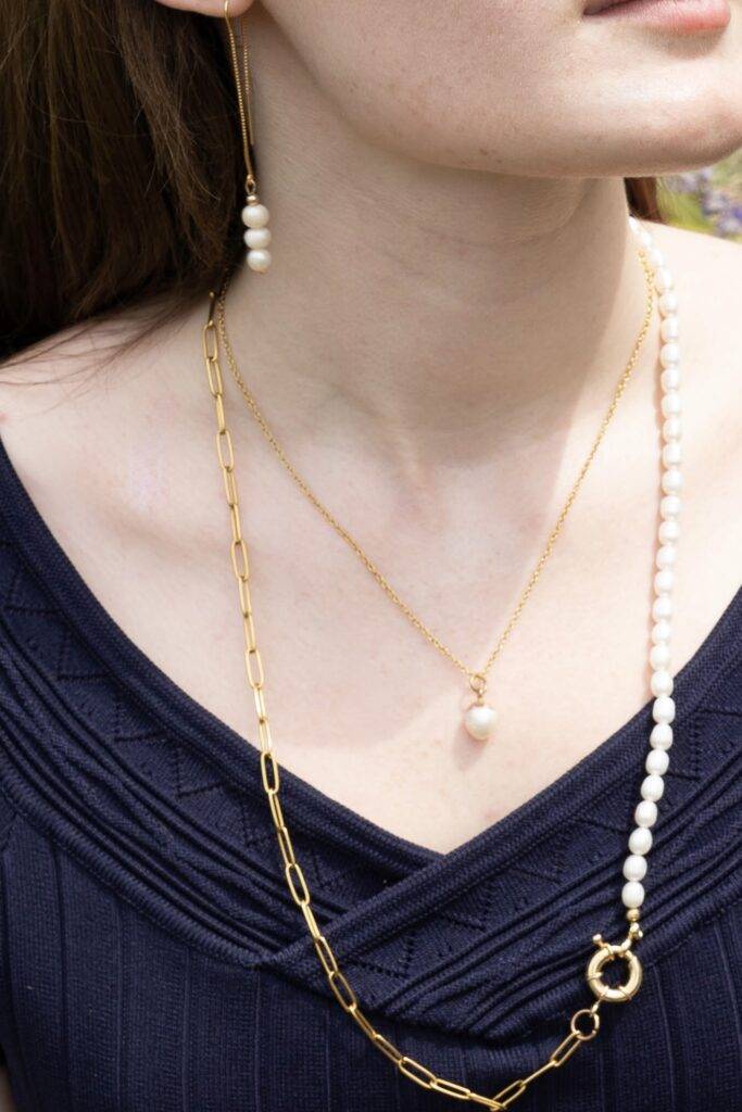 Maison Mallow - Boucles d'Oreilles Joséphine - perles d'eau douce et goldfilled
