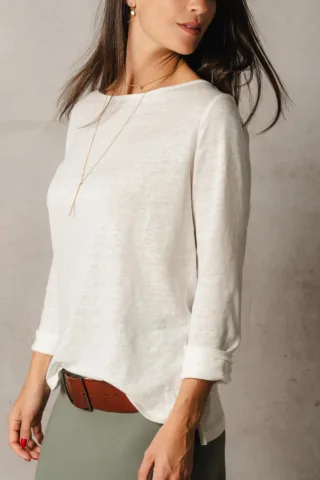 Top col bateau en lin Louann par la marque THELMA & ROSE THELMA & ROSE - Top col bateau en lin Louann