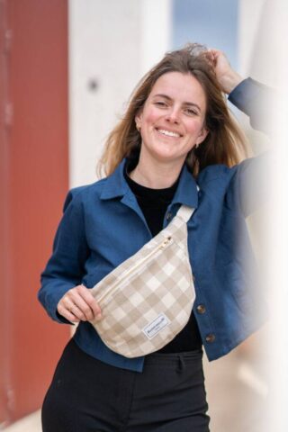 Sac Banane Carreaux Vichy Beige par la marque MAISON MALLOW MAISON MALLOW - Sac Banane Carreaux Vichy Beige
