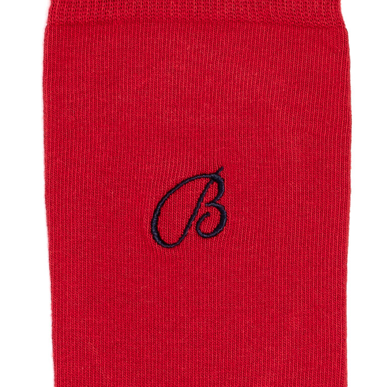 Maison Broussaud - Unies broderie B - chaussettes homme - coton rouge – 43/46 / ROUGE