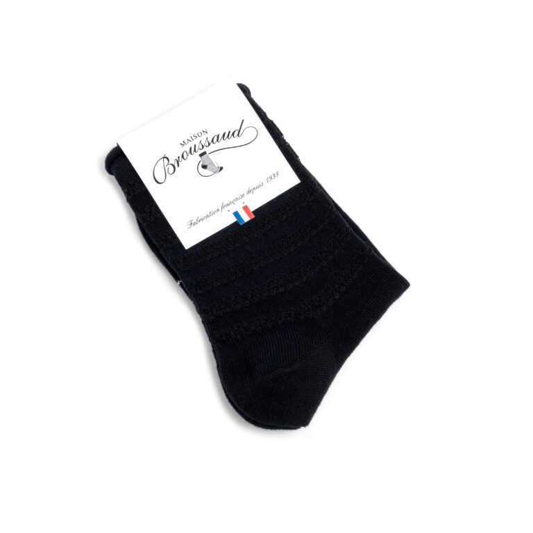 Maison Broussaud - Les Rayures Transparentes - chaussettes femme - coton noir – 36/38 / Noir