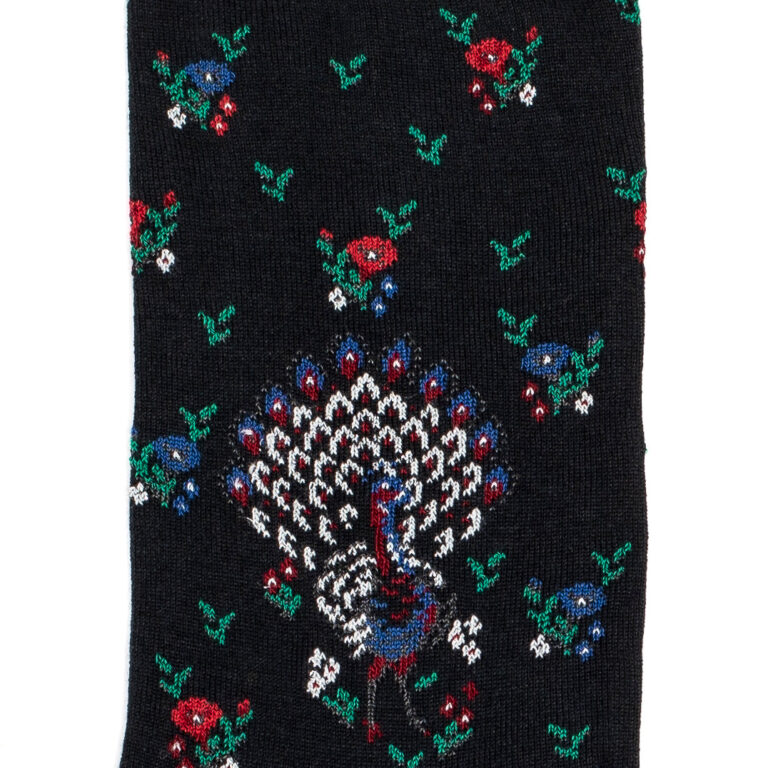 Maison Broussaud - Les paons - chaussettes femme - coton noir – 39/41 / NOIR
