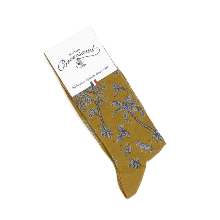 Maison Broussaud - Savane - chaussettes homme - coton olive – 43/46 / OLIVE