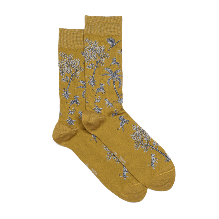 Maison Broussaud - Savane - chaussettes homme - coton olive – 43/46 / OLIVE