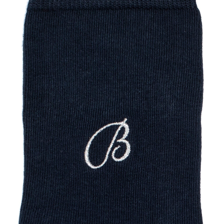 Maison Broussaud - Les unies broderie B - chaussettes femme - coton marine – 39/41 / MARINE