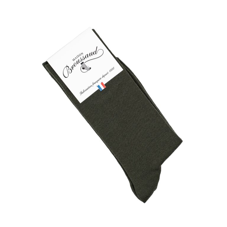 Maison Broussaud - Les Intemporelles - chaussettes homme - laine kaki – 43/46 / Kaki Laine