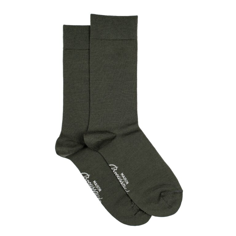 Maison Broussaud - Les Intemporelles - chaussettes homme - laine kaki – 43/46 / Kaki Laine