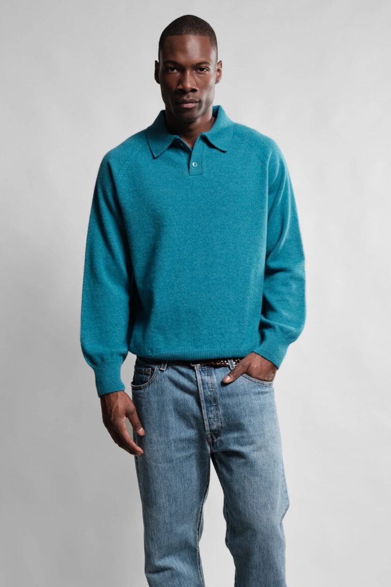 Nitto Knitwear - Polo Armen - Bondi Blue – XXL