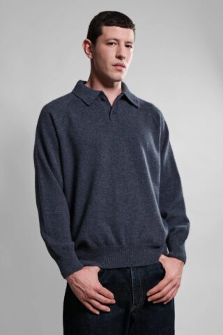 Polo Armen – Navy Mix par la marque Nitto Knitwear Nitto Knitwear - Polo Armen – Navy Mix