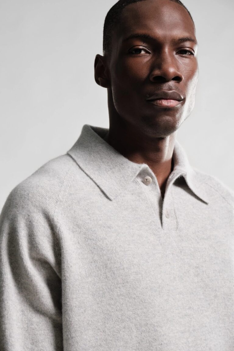 Nitto Knitwear - Polo Armen - Silver – XXL