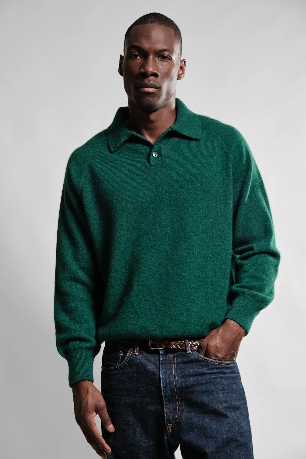 POLO MANCHES LONGUES ARMEN VERT SACRAMENTO 1 Nitto Knitwear - Polo Armen - Vert Sacramento – XXL