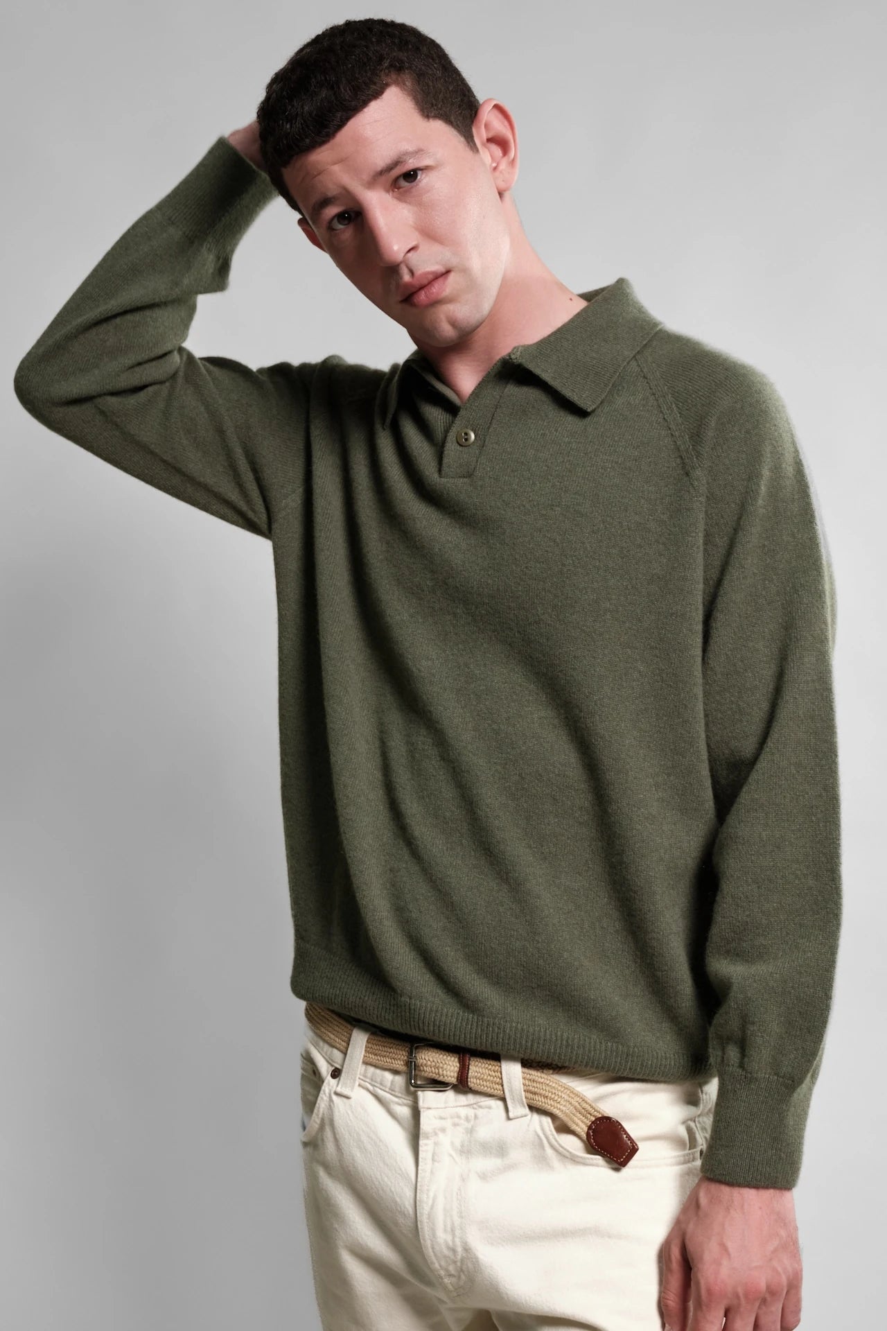 POLO MANCHES LONGUES ARMEN VERT THICKET 2 Nitto Knitwear - Polo Armen - Vert Thicket – XXL