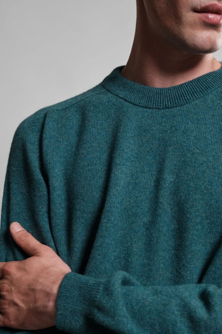 Nitto Knitwear - Pull Col Rond Armen - Bleu Shrub – M