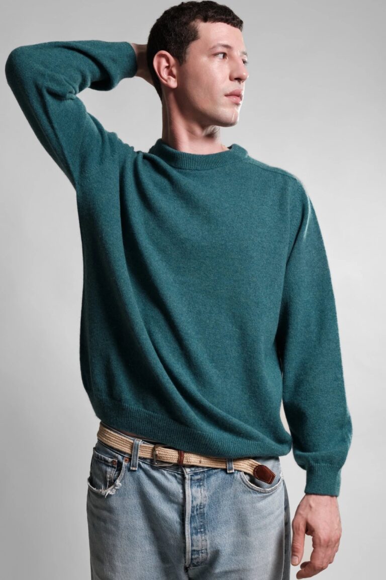 Nitto Knitwear - Pull Col Rond Armen - Bleu Shrub – M