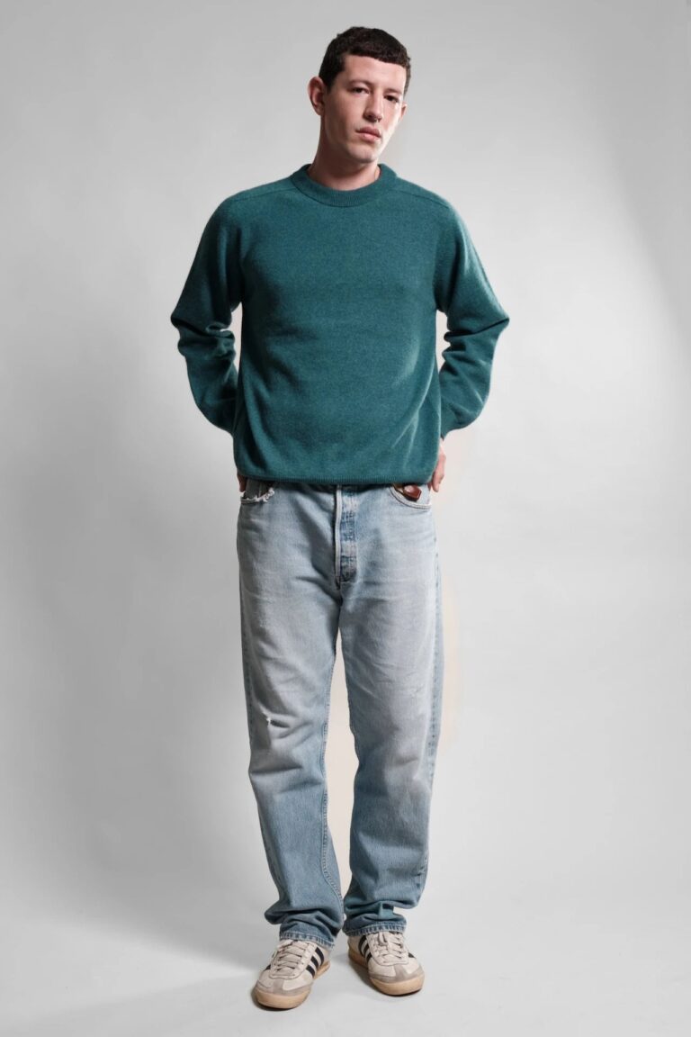 Nitto Knitwear - Pull Col Rond Armen - Bleu Shrub – M
