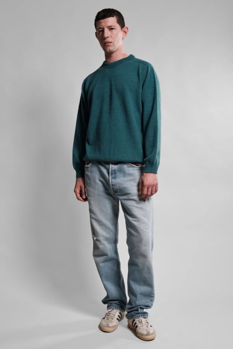 Nitto Knitwear - Pull Col Rond Armen - Bleu Shrub – M