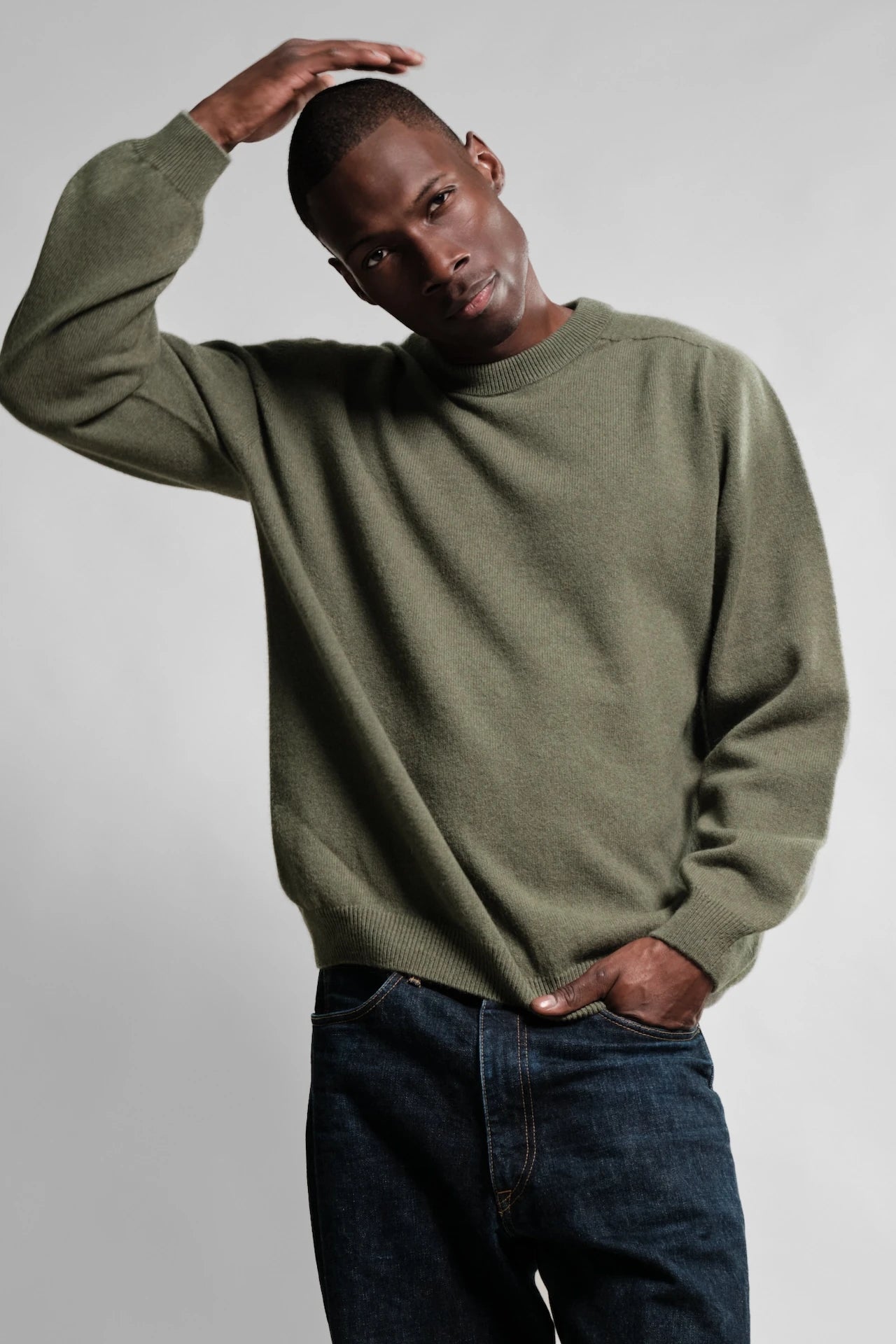 PULL COL ROND ARMEN VERT THICKET 2 Nitto Knitwear - Pull Col Rond Armen - Vert Thicket – XXL