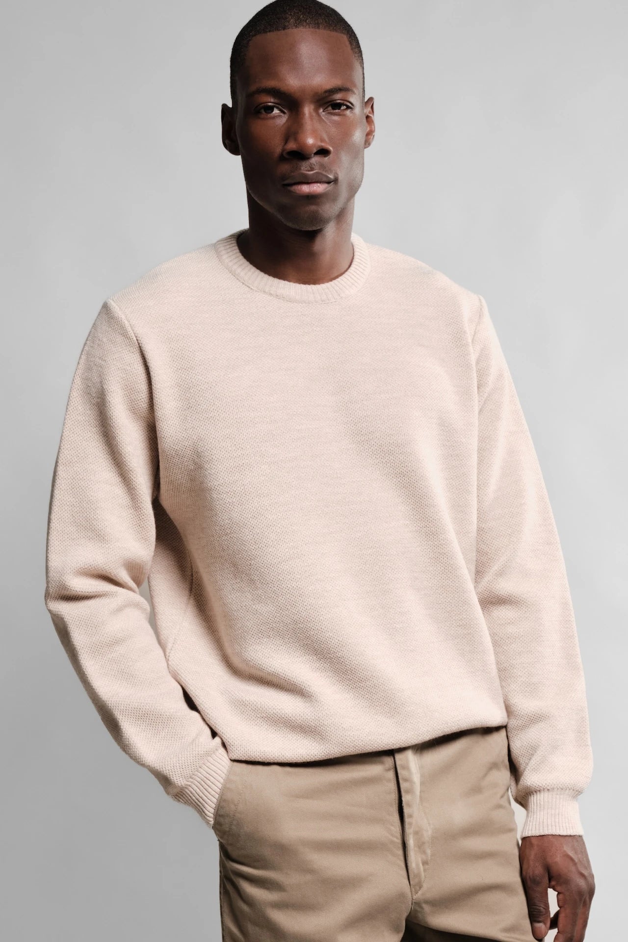 PULL COL ROND NATUREL YOURI LAINE MERINOS 2 Nitto Knitwear - Pull Col Rond Youri - Naturel – XXL