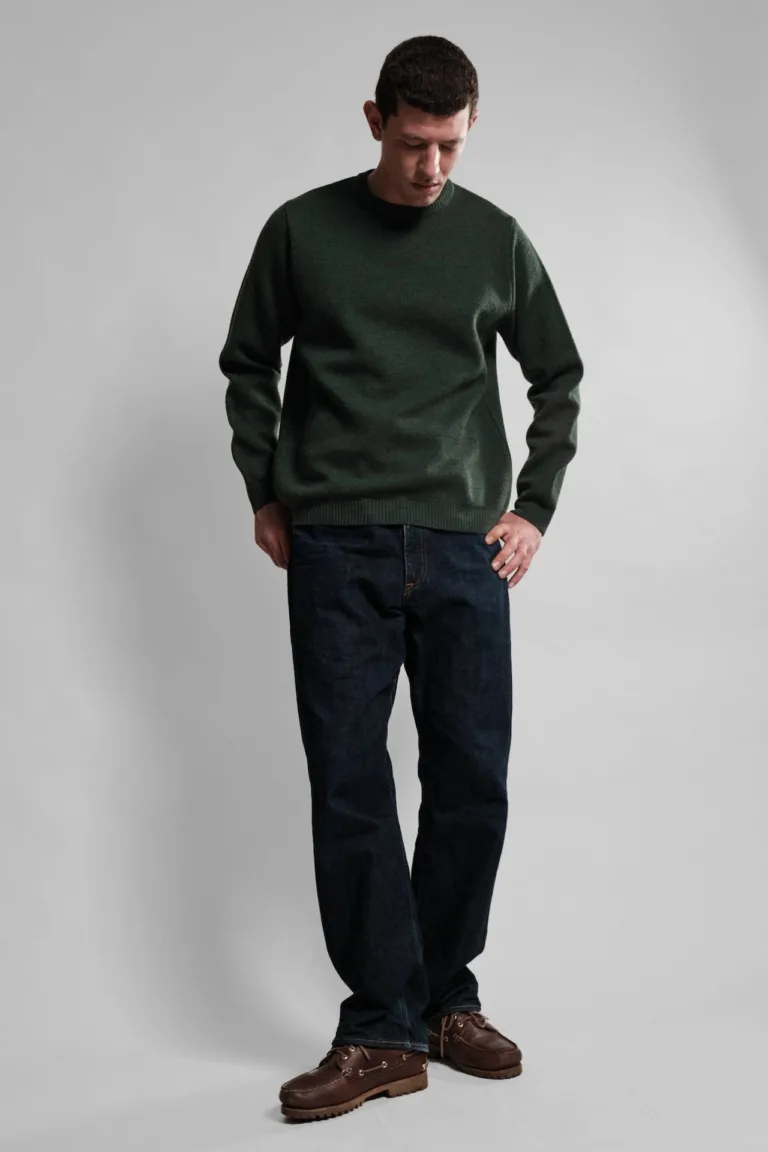 Nitto Knitwear - Pull Col Rond Youri - Vert Forêt – XXL