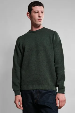 Pull Col Rond Youri – Vert Forêt par la marque Nitto Knitwear Nitto Knitwear - Pull Col Rond Youri – Vert Forêt
