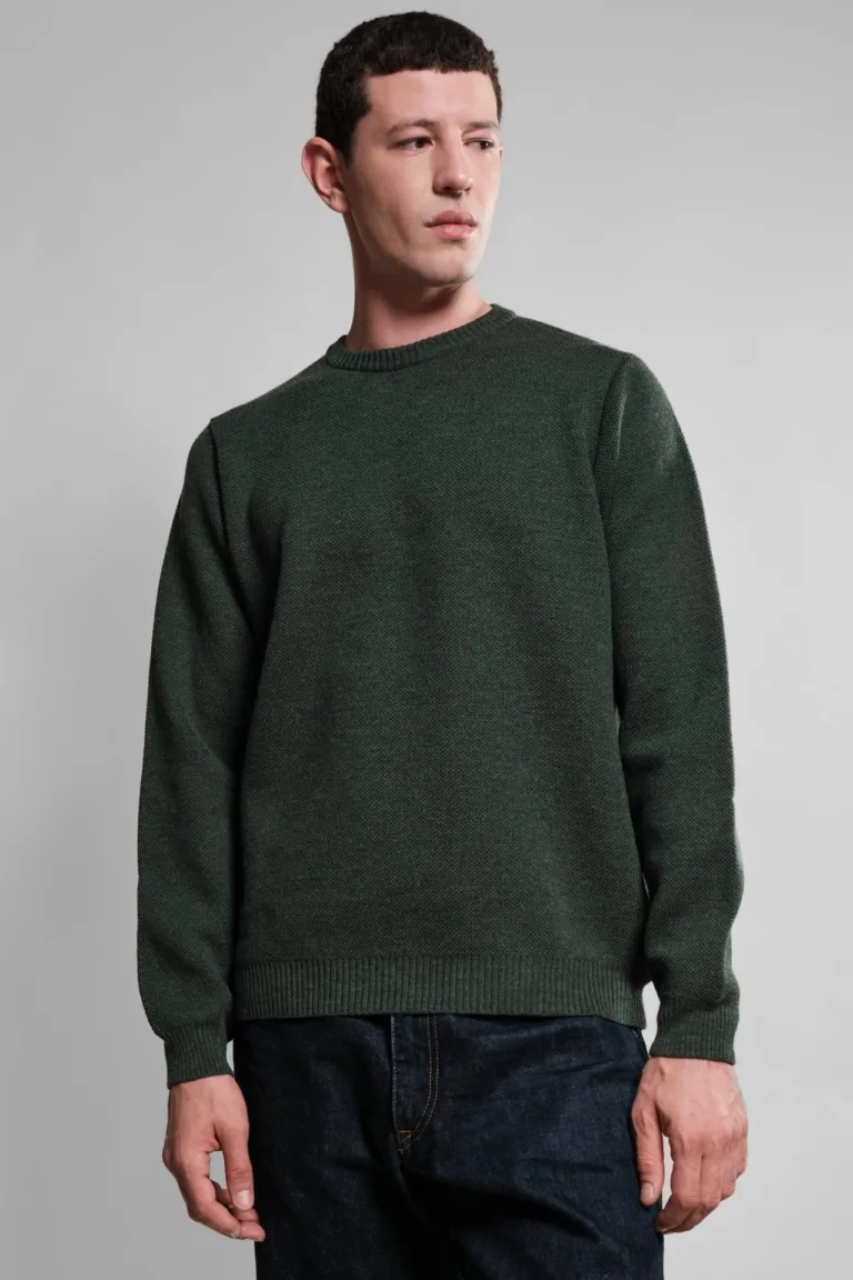 PULL COL ROND VERT FORET YOURI LAINE MERINOS 2 Nitto Knitwear - Pull Col Rond Youri - Vert Forêt – XXL