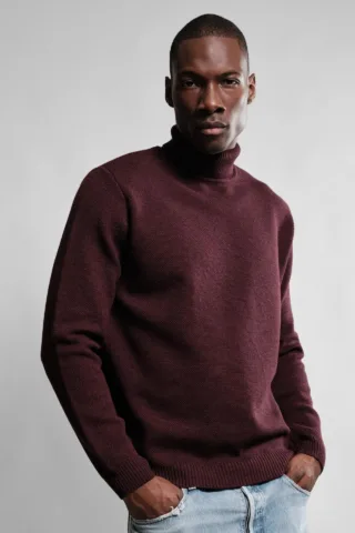 Pull Youri Col Roulé – Bordeaux par la marque Nitto Knitwear Nitto Knitwear - Pull Youri Col Roulé – Bordeaux
