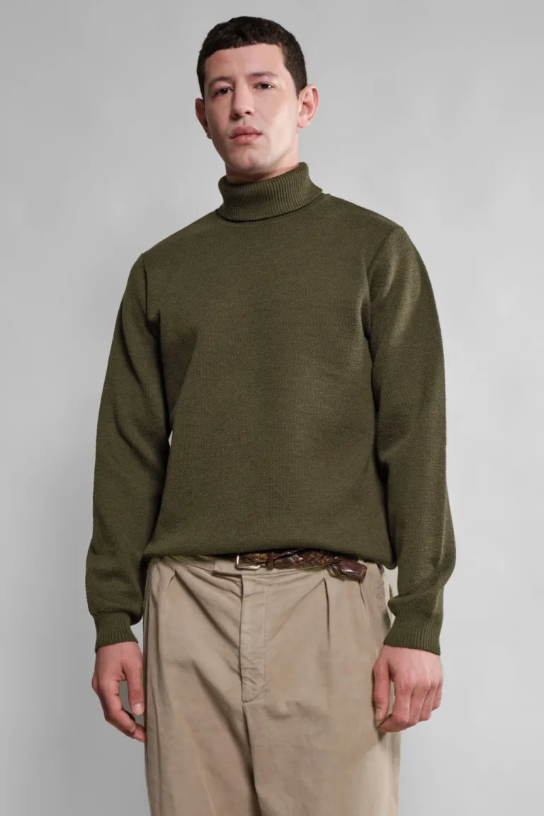 Nitto Knitwear - Pull Col Roulé Youri - Kaki – XL