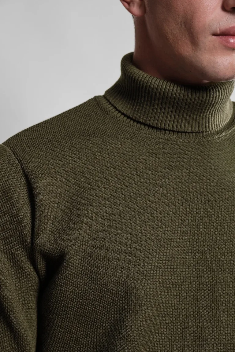 Nitto Knitwear - Pull Col Roulé Youri - Kaki – XL
