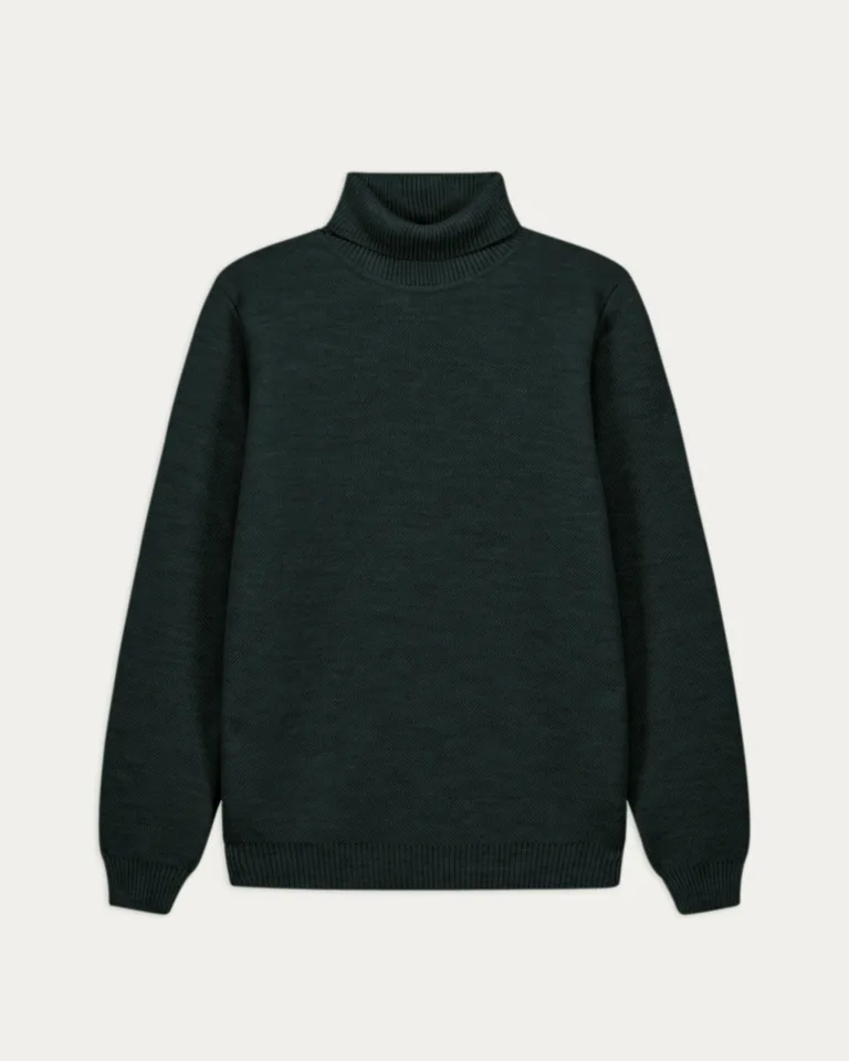 Nitto Knitwear - Pull Col Roulé Youri - Vert forêt – XXL