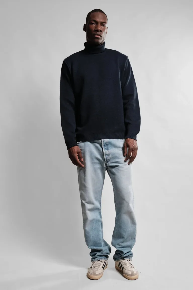 Nitto Knitwear - Pull Col Roulé Youri - Marine – XXL