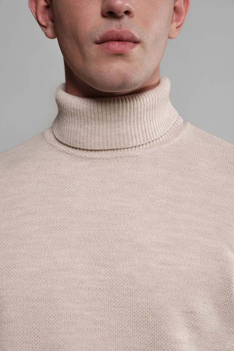 Nitto Knitwear - Pull Col Roulé Youri - Naturel – XXL