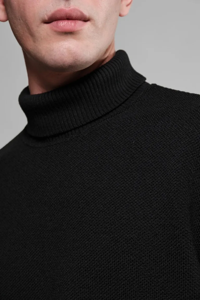 Nitto Knitwear - Pull Col Roulé Youri - Noir – XL