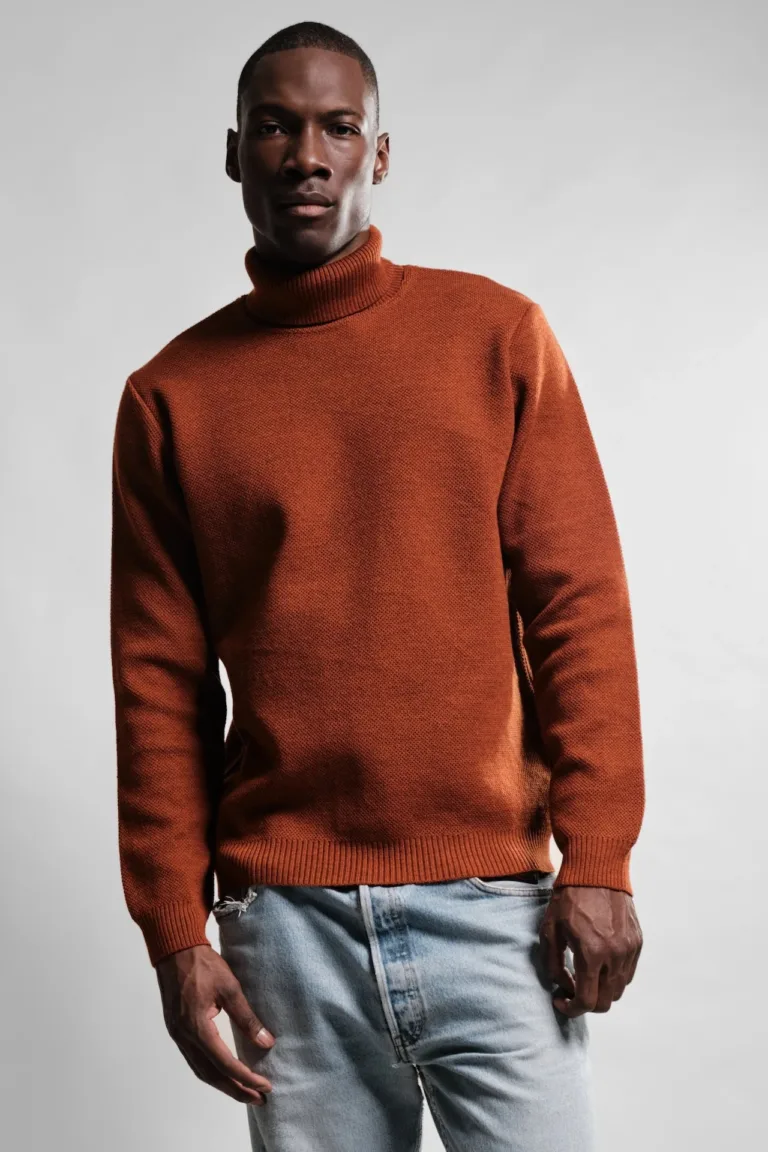 Nitto Knitwear - Pull Col Roulé Youri - Orange – XL