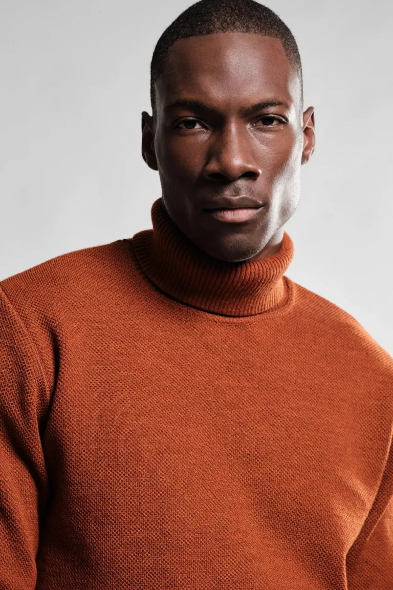 Nitto Knitwear - Pull Col Roulé Youri - Orange – XL