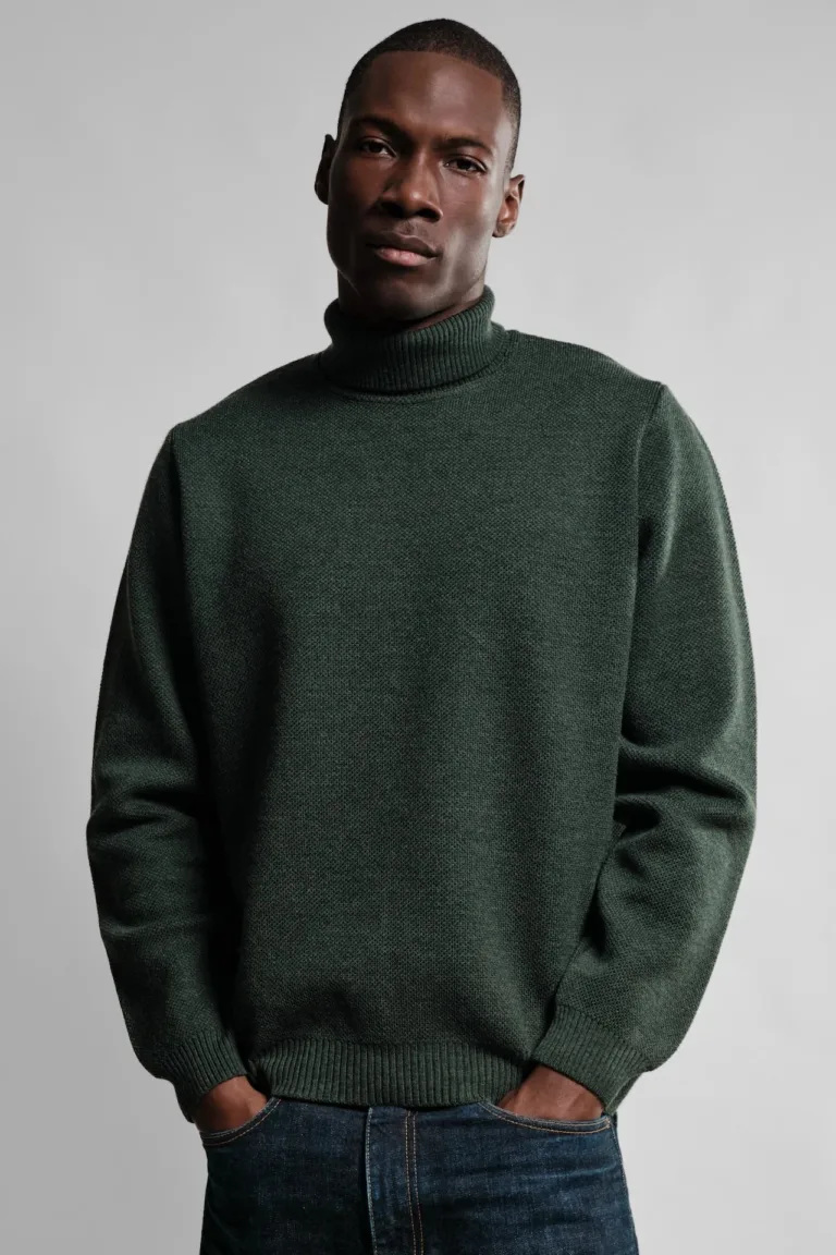 Nitto Knitwear - Pull Col Roulé Youri - Vert forêt – XXL