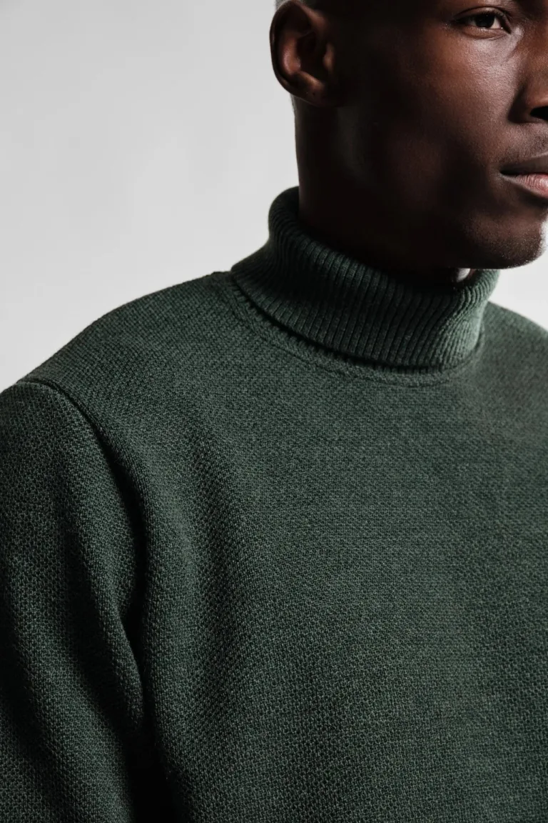 Nitto Knitwear - Pull Col Roulé Youri - Vert forêt – XXL