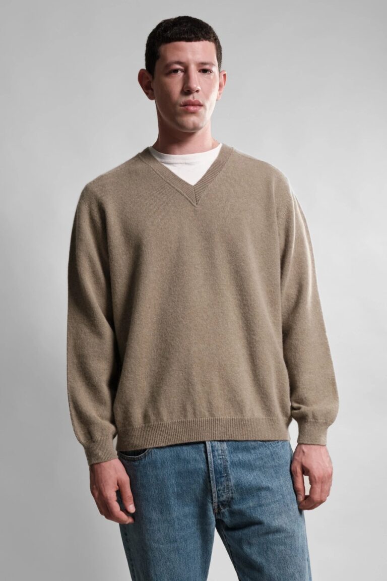 Nitto Knitwear - Pull Col V Armen - Khaki – XL