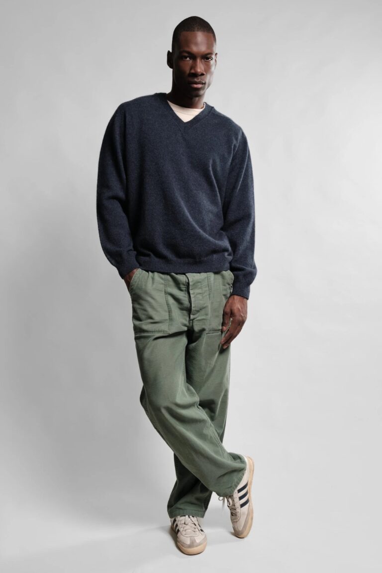Nitto Knitwear - Pull Col V Armen - Navy Mix – XL