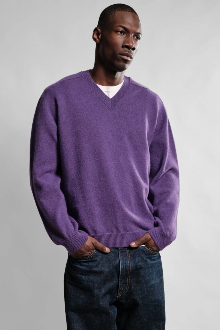 Nitto Knitwear - Pull Col V Armen - Prune – XL