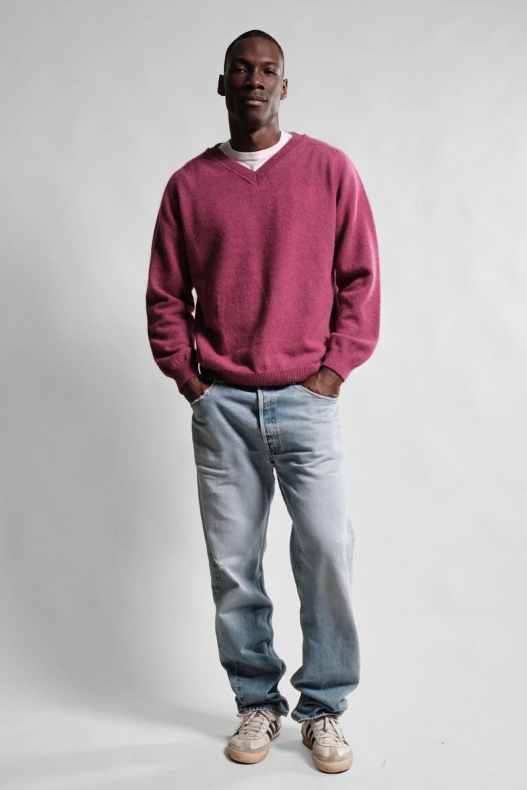 Nitto Knitwear - Pull Col V Armen - Rose Plum – XL