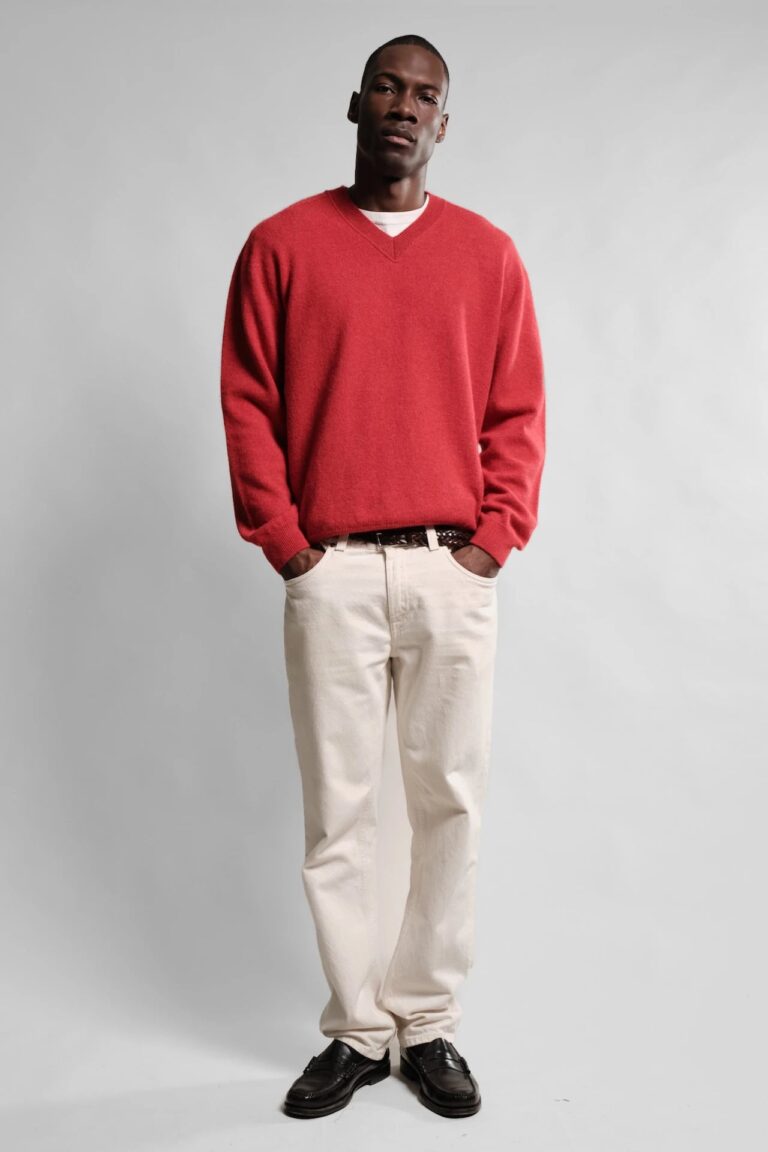 Nitto Knitwear - Pull Col V Armen - Rouge Poppy Mix – XL