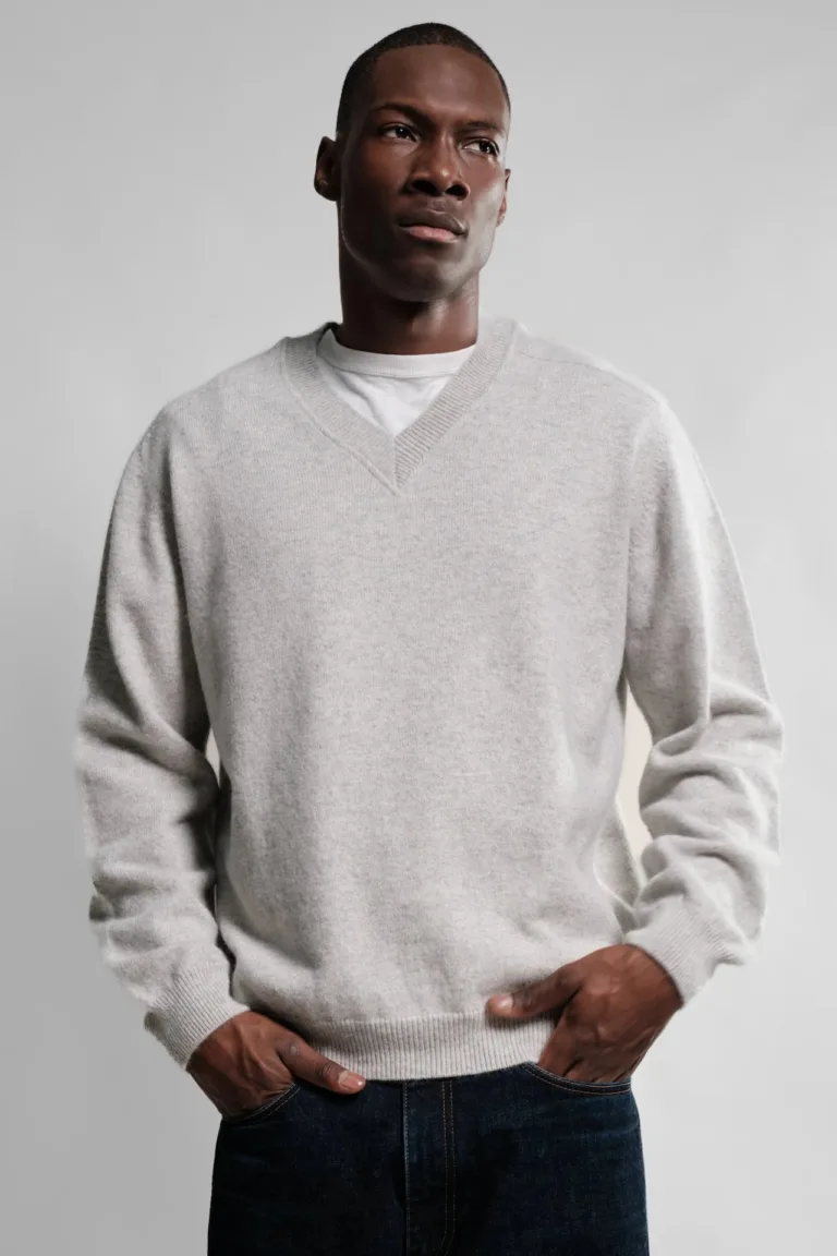 Nitto Knitwear - Pull Col V Armen - Silver – M