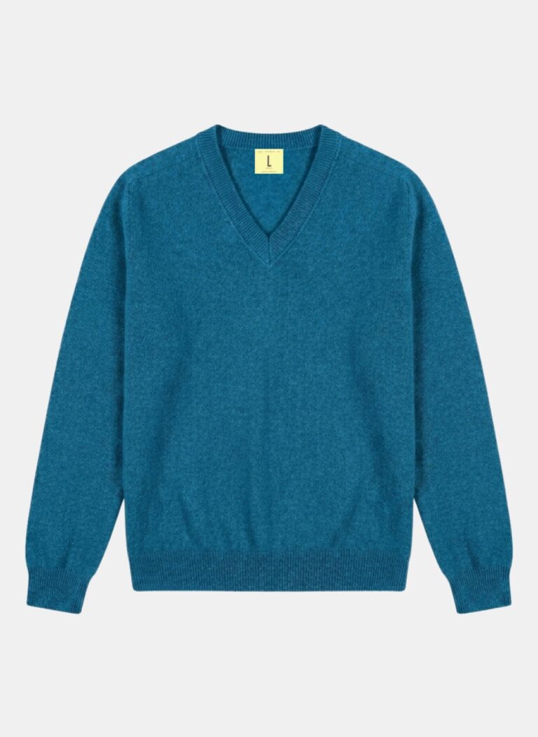 Nitto Knitwear - Pull Col V Armen - Bondi Blue – XL