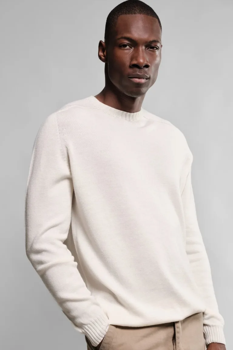PULL LAINE MERINOS COL ROND ECRU ARIS 2 Nitto Knitwear - Pull Col Rond Aris - Écru – XXL