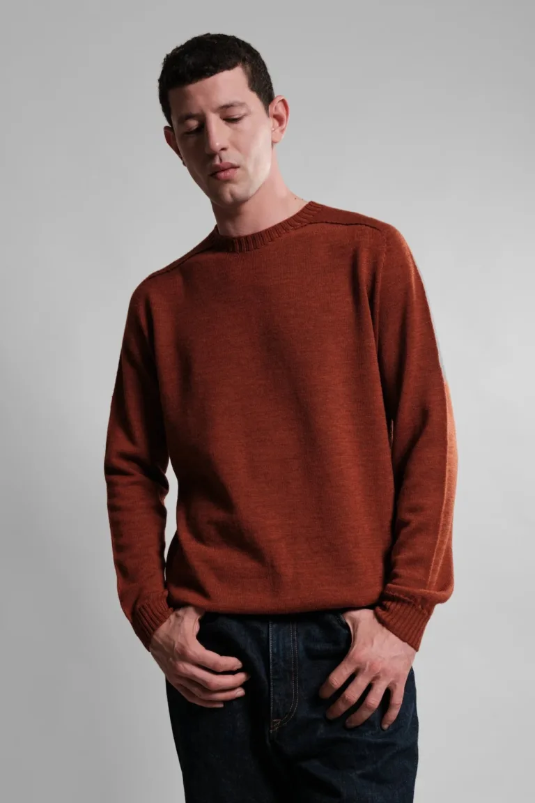 PULL LAINE MERINOS COL ROND ORANGE ARIS 1 Nitto Knitwear - Pull Col Rond Aris - Orange – XL