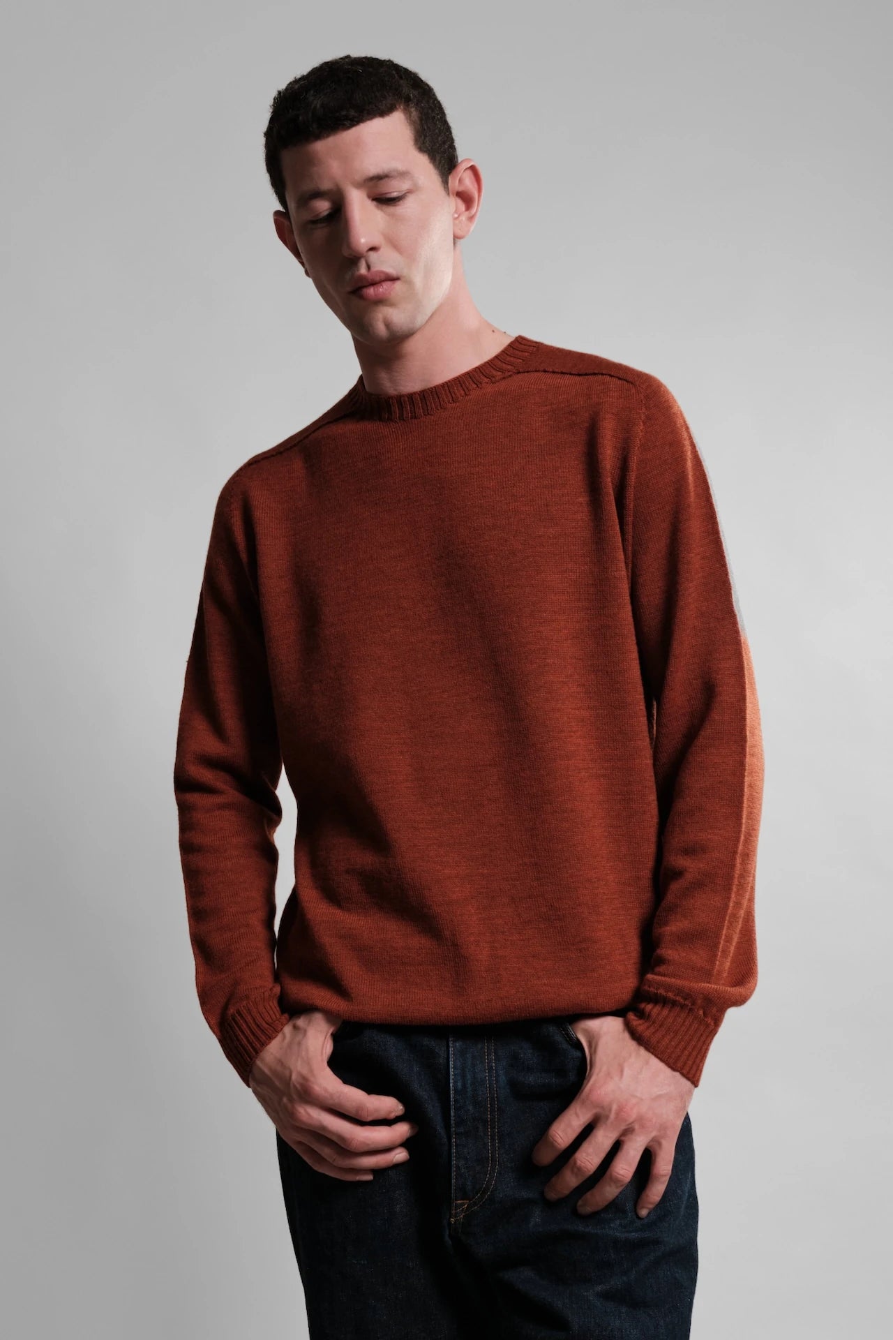 PULL LAINE MERINOS COL ROND ORANGE ARIS 1 Nitto Knitwear - Pull Col Rond Aris - Orange – XL
