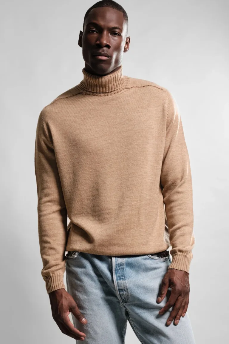 Nitto Knitwear - Pull Col Roulé Aris - Camel – XXL