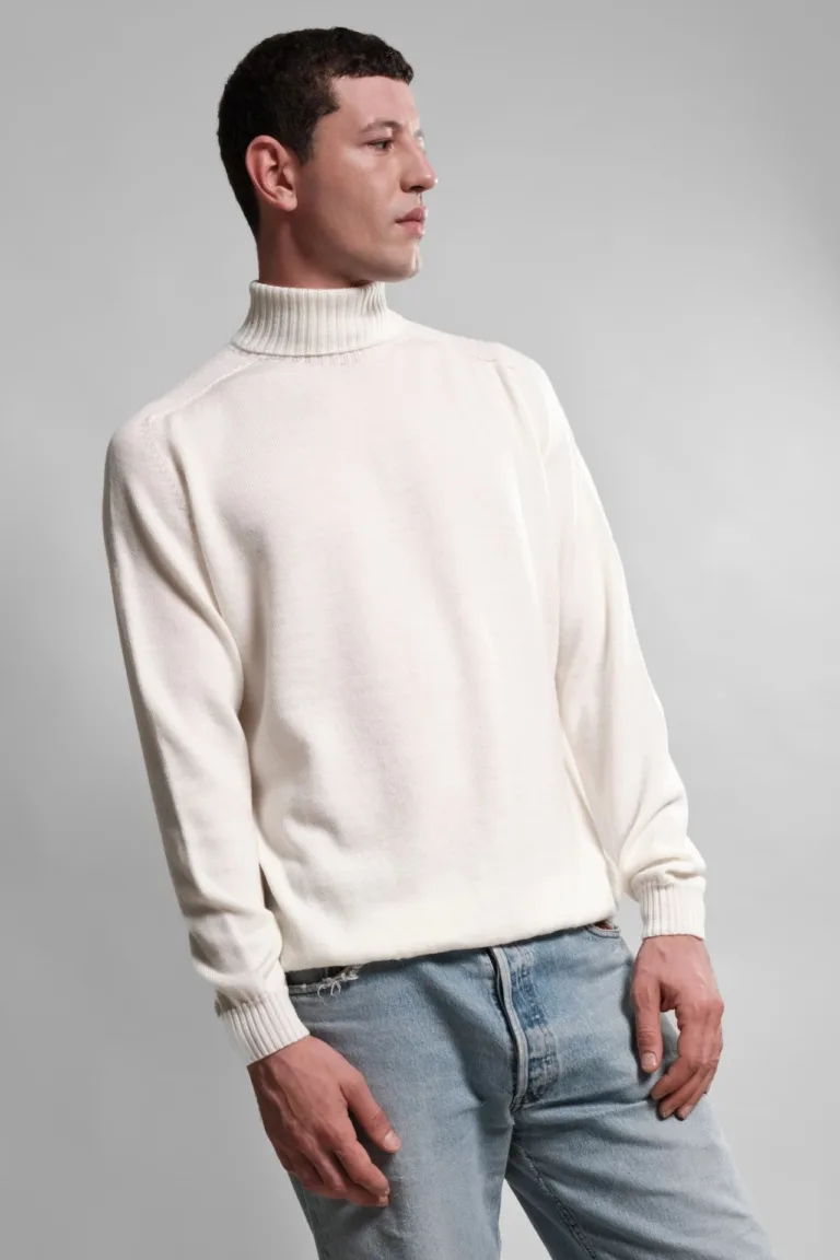 Nitto Knitwear - Pull Col Roulé Aris - Écru – XL