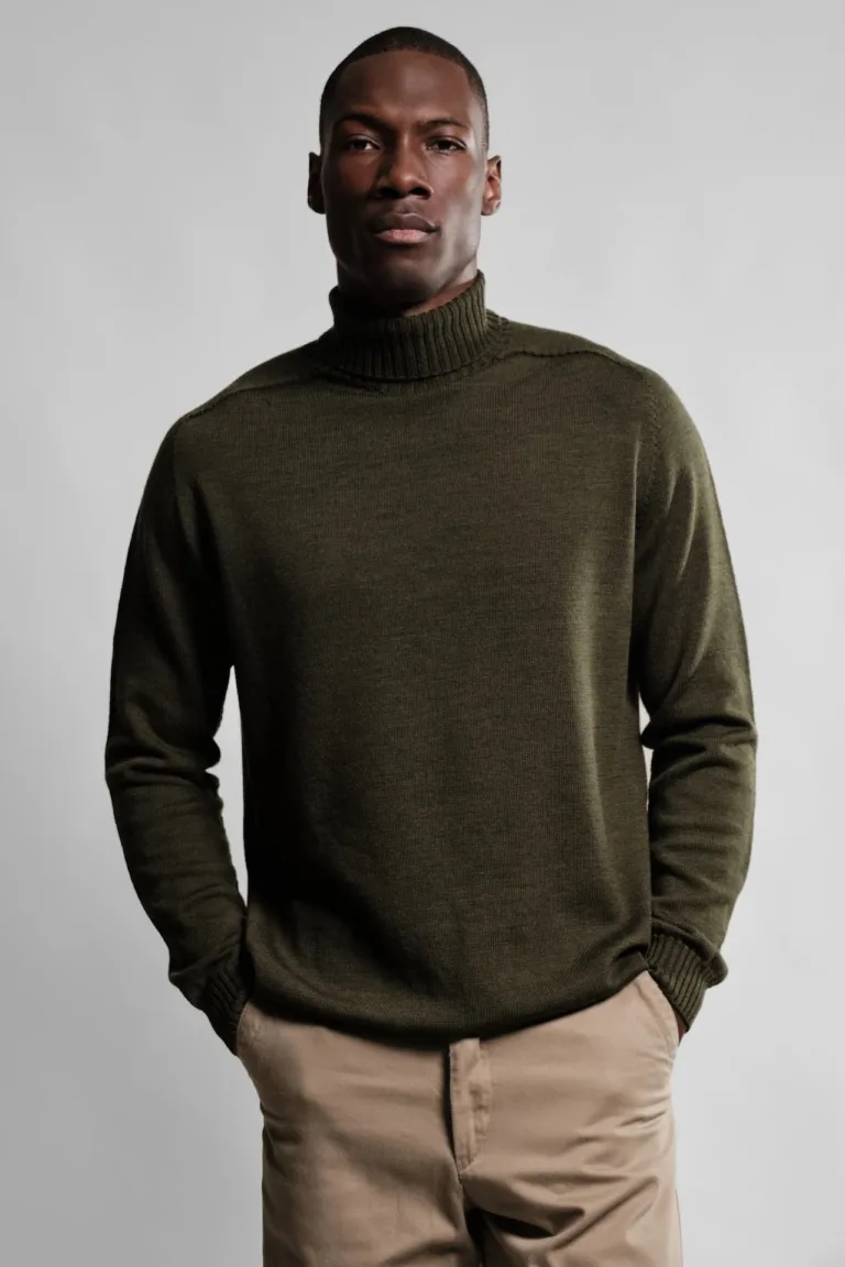 Nitto Knitwear - Pull Col Roulé Aris - Kaki – XXL